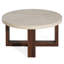 Table basse ronde avec dessus en marbre 31,5 po et base brune