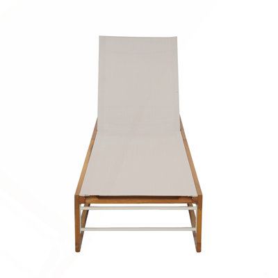 Outdoor  Wood Mesh Chaise Lounge, Breathable Mesh Seating, Adjustable