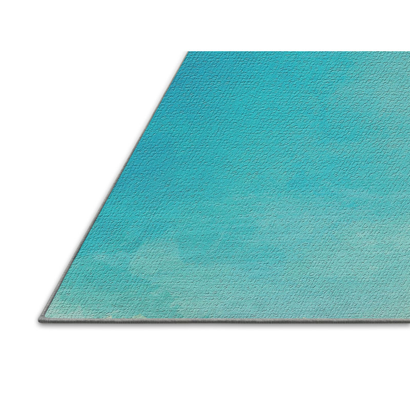 Tapis bleu sarcelle Watercolor, Rectangle 2 pi x 4 pi
