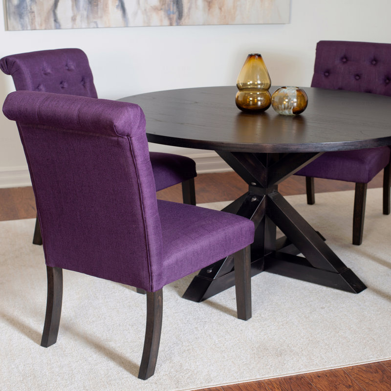Ensemble de salle à manger 5 pièces: table croisée et 4 chaises élégantes, Mauve