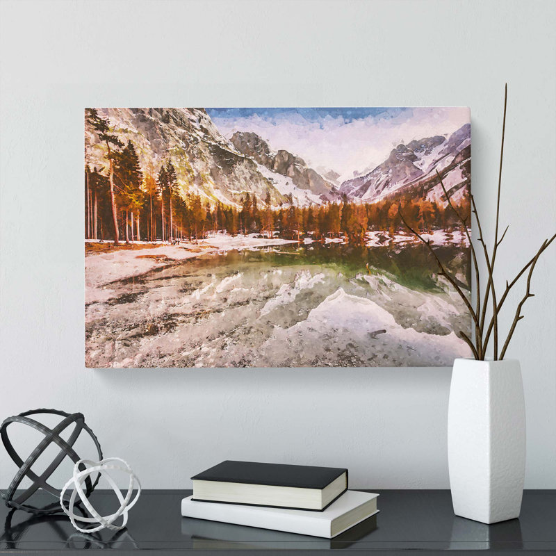 Pragser Wildsee Lake In Italy In Abstract - Wrapped Canvas, 50cm H x 76cm W x 3cm D