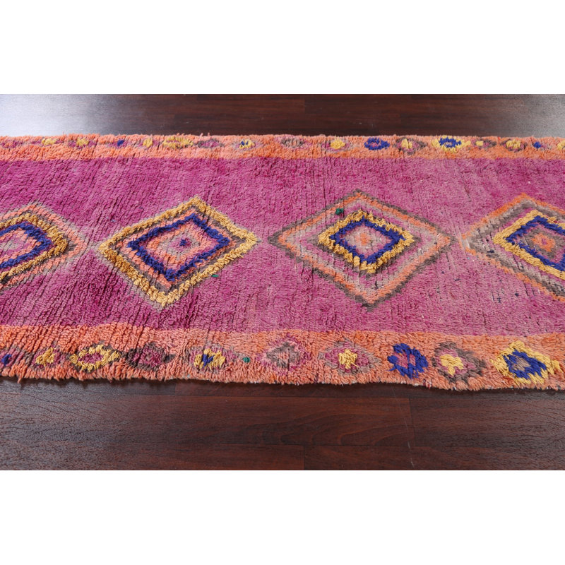 Tapis de couloir tribal oriental marocain noué à la main 4 x 13