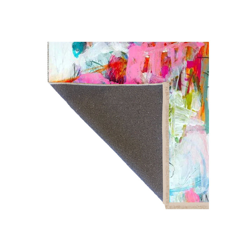 Oil Paint Look Multicolor Abstract Pattern Woven Base Decorative Machine Washable Rug, Runner 4'11" x 9'10" Rug Pad Included