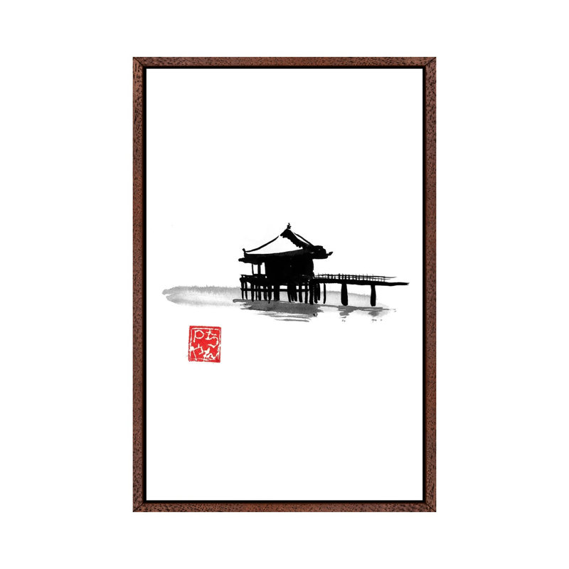 Bungalow by Péchane - Painting on Canvas, Classic Brown Wood Framed, 152.5 cm H x 101.5 cm W
