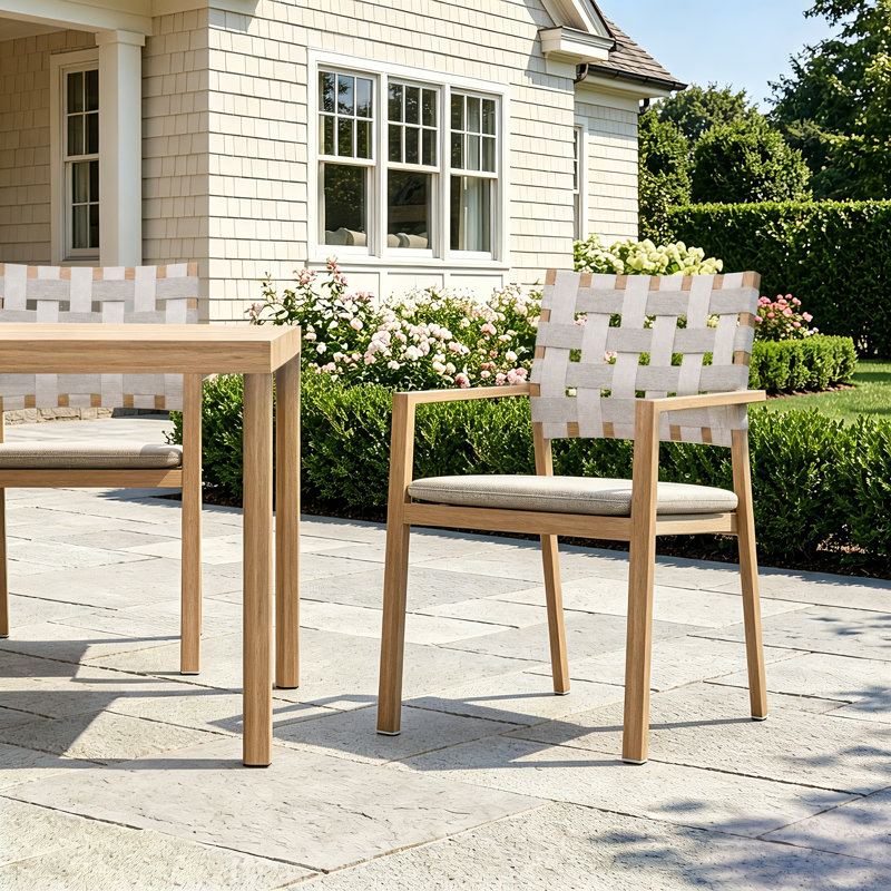Ensemble de 2 chaises d'extérieur en bois avec coussins Andersonville