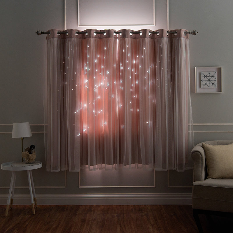 Paire de rideaux occultant avec œillets Jenifer, L 52 po x L 63 po, Rose poussière