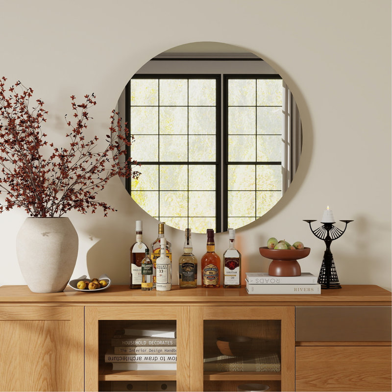 70Cm Bathroom Mirror, Round Mirror, Matte White Backboard