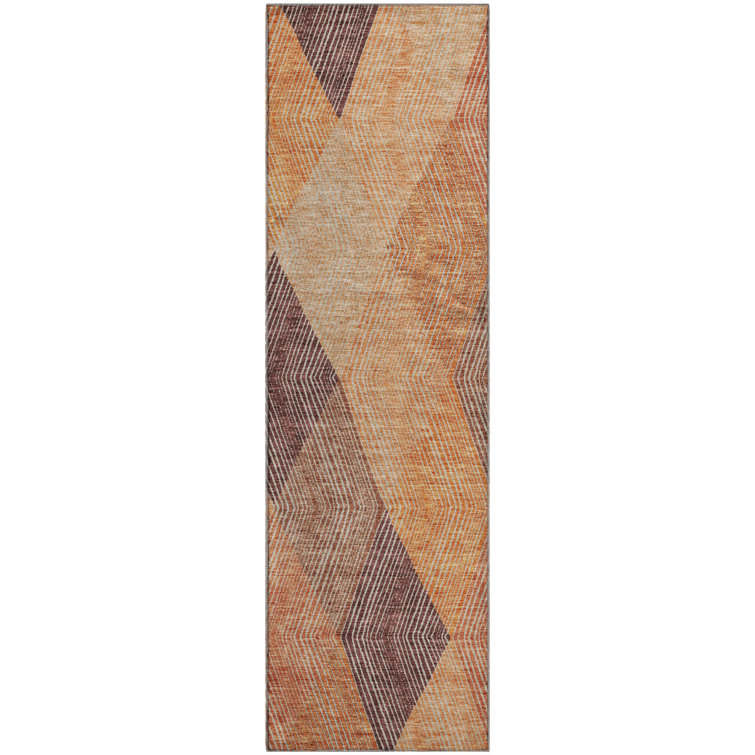 Premium Machine Washable Prisco Orange Rug