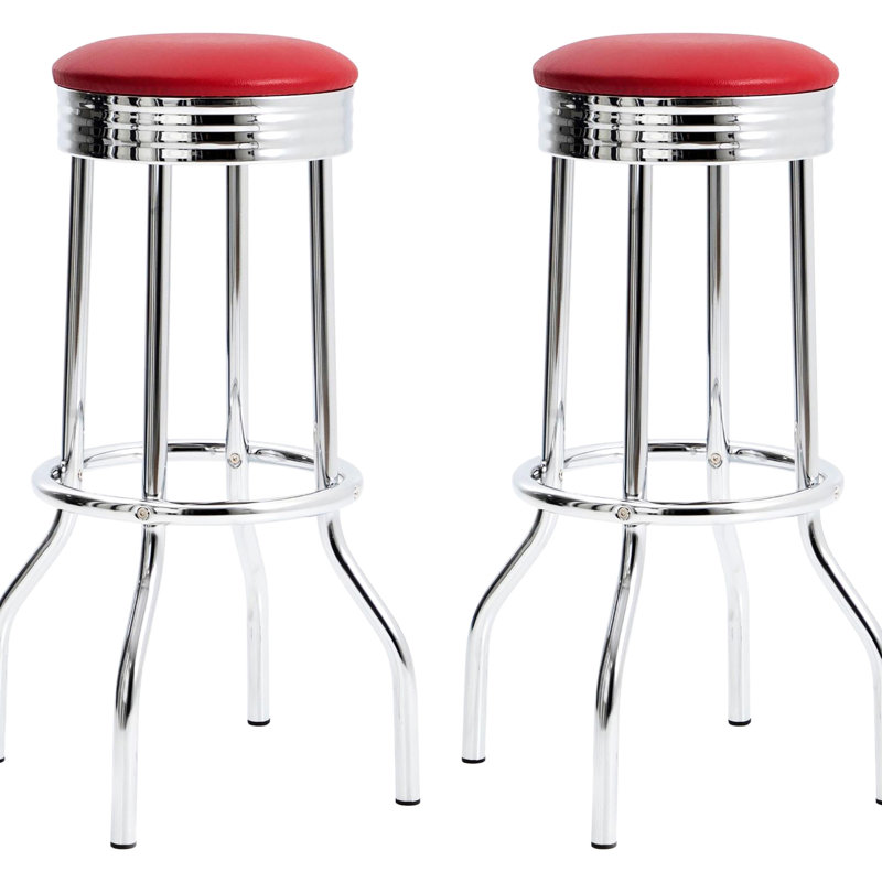 Tabouret de bar (2) - Design moderne, coussin confortable, tabourets de style contemporain, cadre, Rouge