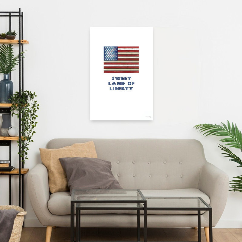 «Sweet Land Of Liberty», art abstrait rétro rustique, H 24 po x l 16 po