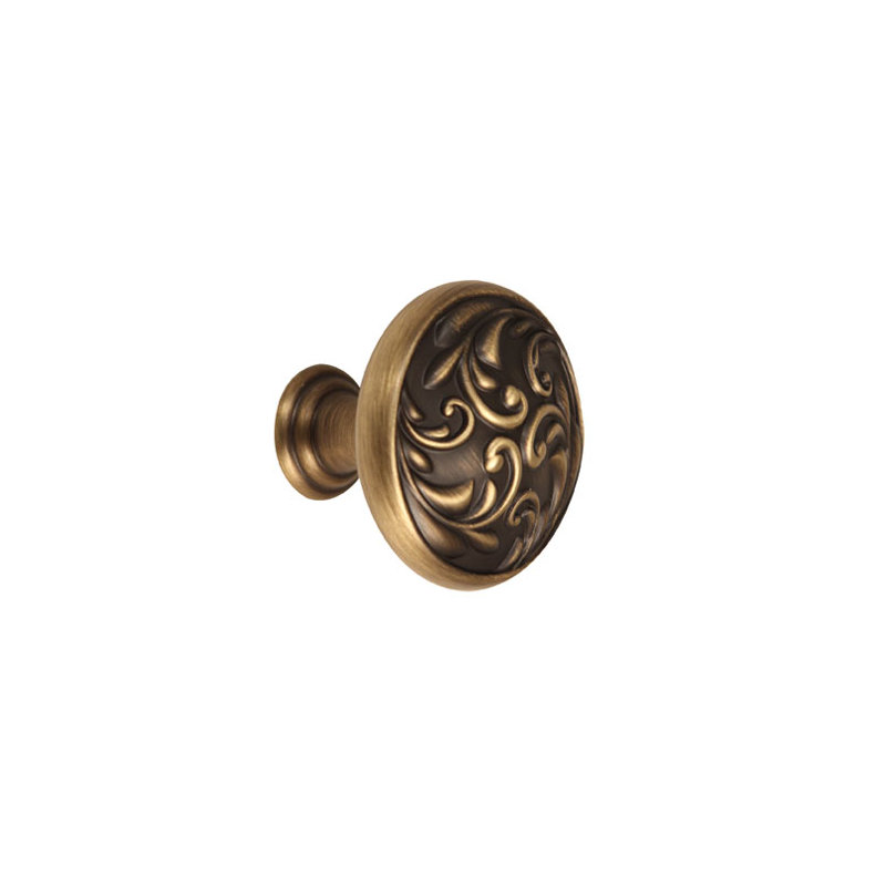 Ornate Mushroom Knob, Antique English Matte, 1.5" H x 1.5" W x 1.25" D