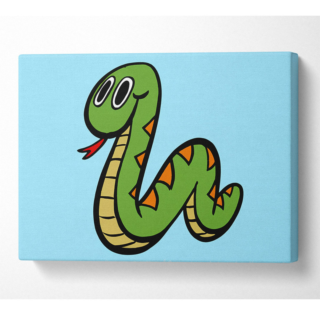 Cartoon Snake Baby Blue - Kunstdrucke auf Leinwand