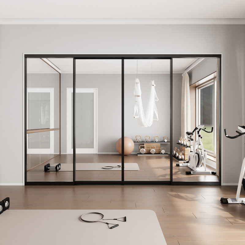 Portes de garde-robe coulissantes en métal, 120 po x 80 po, Black