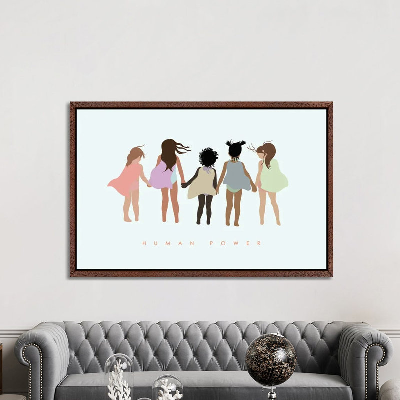 Human Power With Capes by Leah Straatsma - Print on Canvas, Classic Brown Wood Floater Framed