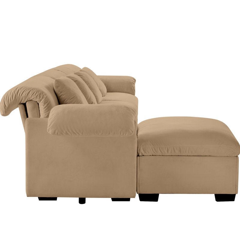 Canapé modulaire surdimensionné avec velours brun clair et grand espace de rangement pour les sièges de canapé, 4