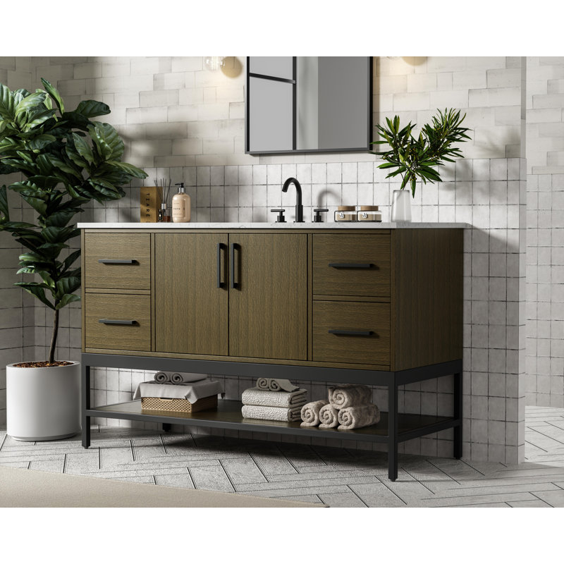 54 inch Single Bathroom Vanity, Chestnut Brown