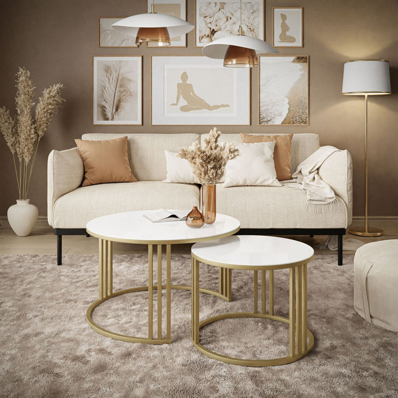 Binani Frame Coffee Table, White Glass
