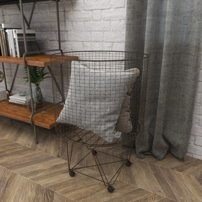 Metal Deep Set Wire Basket Bronze Storage Cart with Wheels