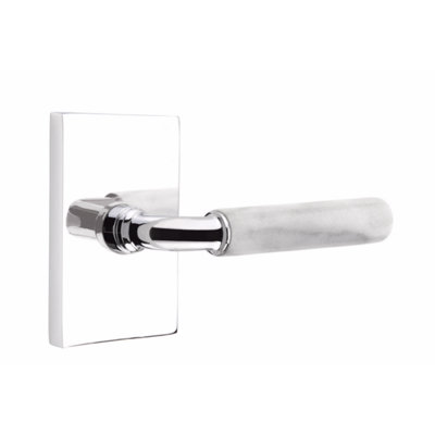 Ensemble de faux leviers Emtek Select, rosette rectangulaire moderne, tige en R et poignée en terrazzo clair