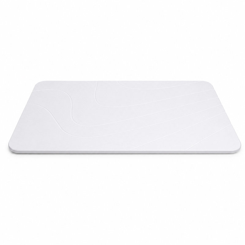 Tapis de bain en pierre de diatomées, antidérapant et ultra-absorbant, séchage rapide, naturel et facile à nettoyer (60 x 39 cm) - Blanc