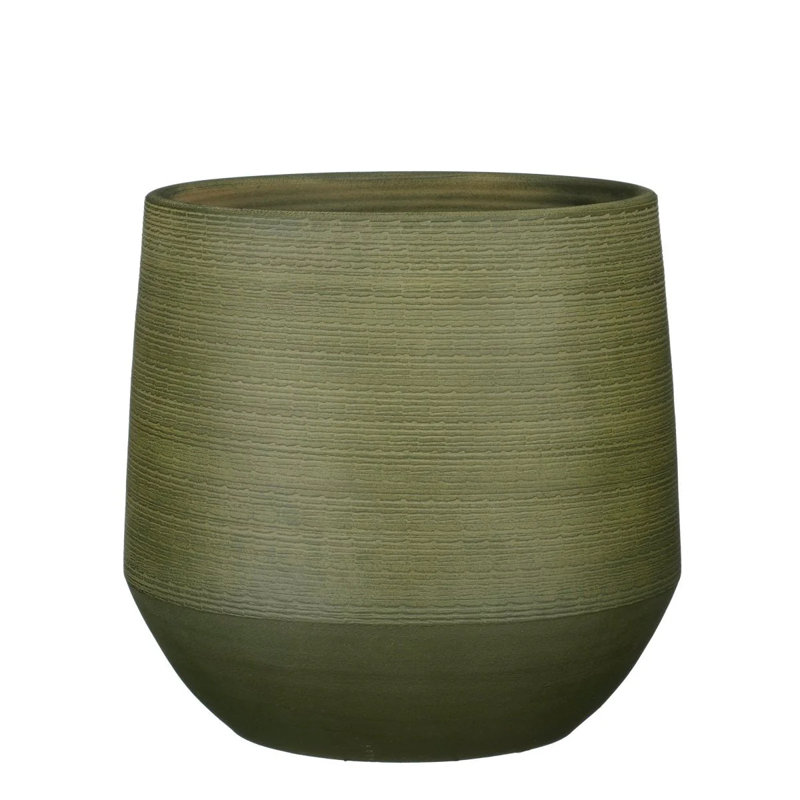 Evora Ceramic Pot Planter, 34cm H x 37cm W x 37cm D, Green