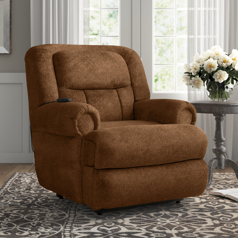 Anariah Upholstered Dual Motor Power Lift Assist Recliner, Brown Polyester