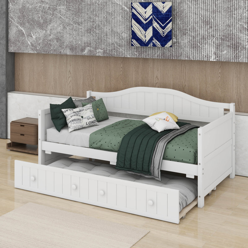 Lit de jour simple en bois avec lit gigogne