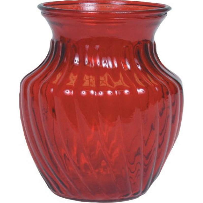 Glass Vase, Red, 7.9" H x 4.75" W x 4.75" D