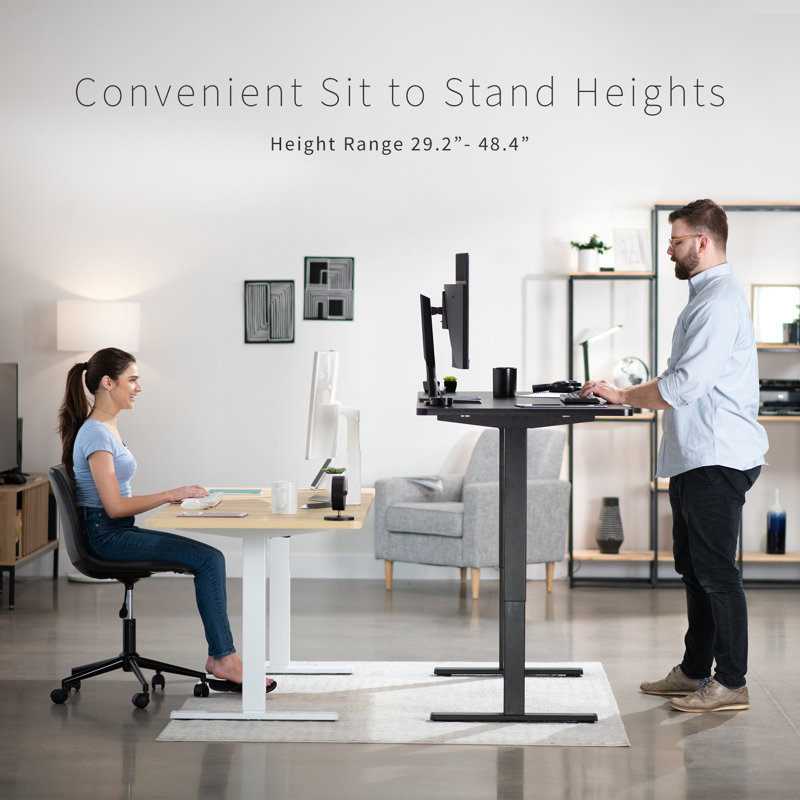 Electric Adjustable Height 71'' Dark Walnut Standing Desk with Memory Preset