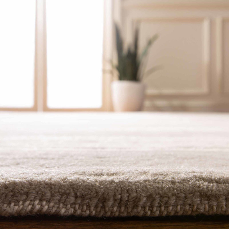 Bently Wool Striped Area Rug in Fawn/Beige, Rectangle 4' x 6'