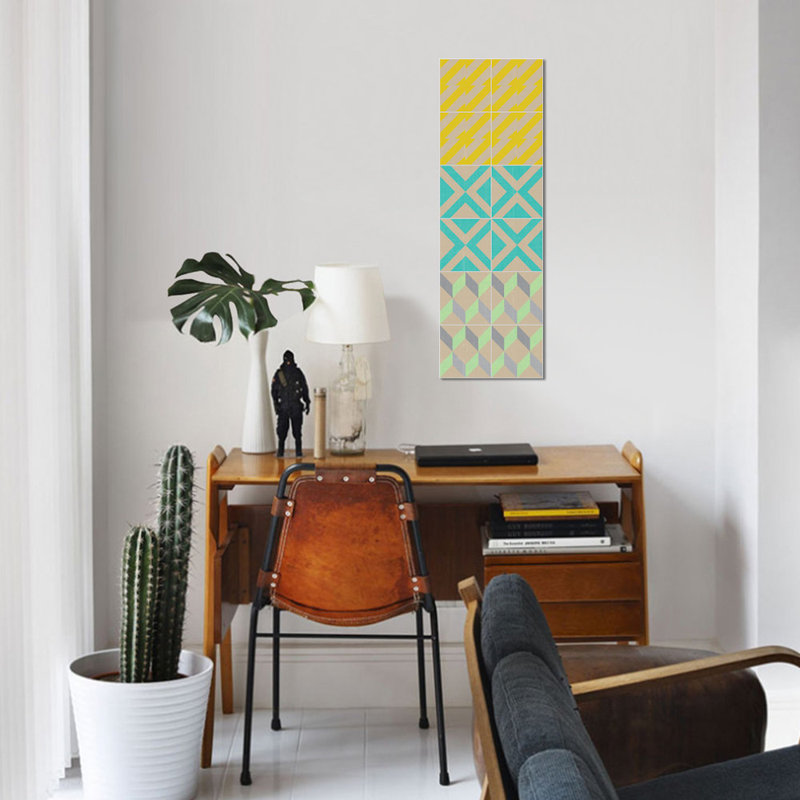 «Elementary Tile Panel III» par Chariklia Zarris, impression sur toile tendue sur châssis, H 24 po x l 72 po x P 1,5 po