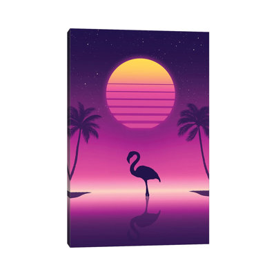 Sunset Flamingo 1 Piece Wrapped Canvas Painting