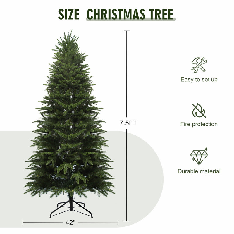 Arbre de Noël artificiel pré-éclairé avec lumières DEL et 9 modes, 7.5'