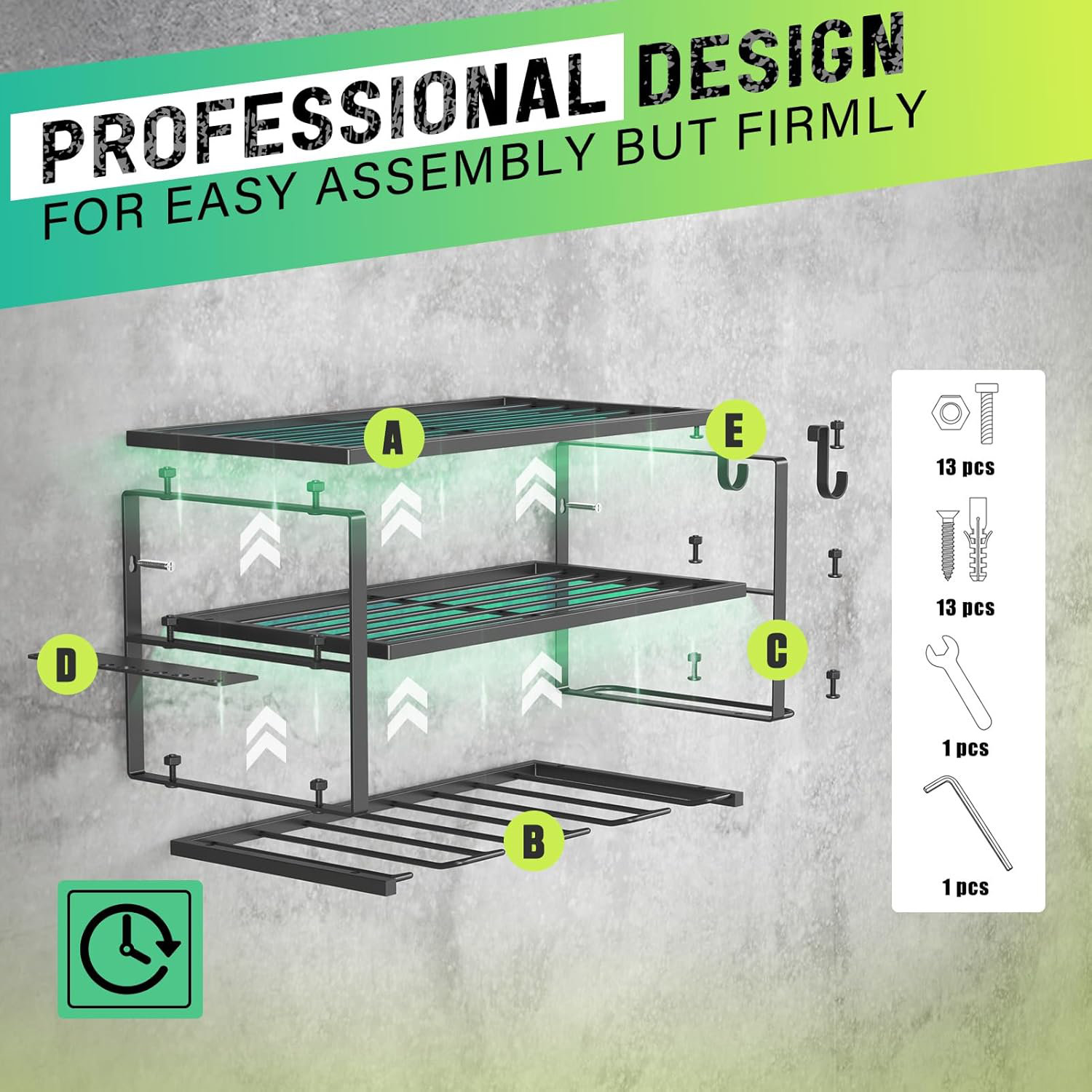17 Stories 3-Tier Heavy Duty Steel Power Tool Organizer, Wall Mounted ...