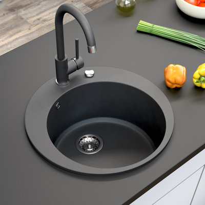Dakota Fields Faustino 505mm W Single Bowl Granite Kitchen Sink with 1 Faucet Hole