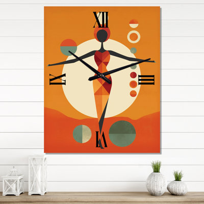 Tribal Goddess Rhythms In Orange I - African American Woman  Very Large Wall Clocks