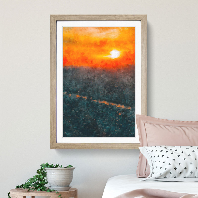 Sunset over Tokyo - Framed Print, 33cm H x 24cm W x 2cm D, Oak Framed