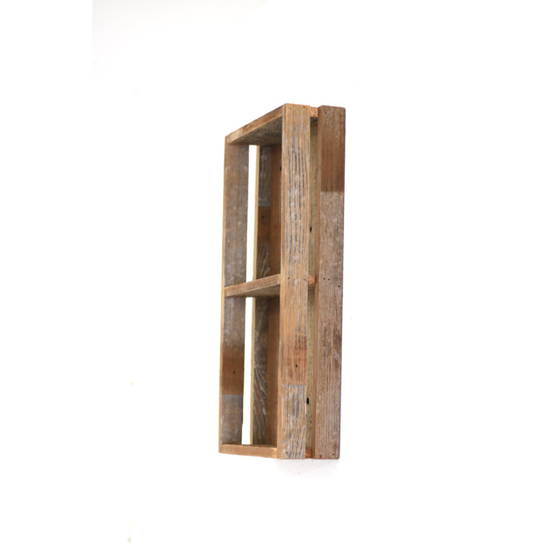 Étagère murale double case shadow, H 24 po x l 10 po x p 4 po, Naturel