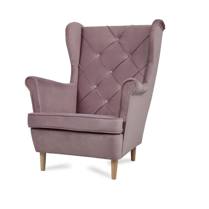 Aspen Velvet Wingback Chair, Pink