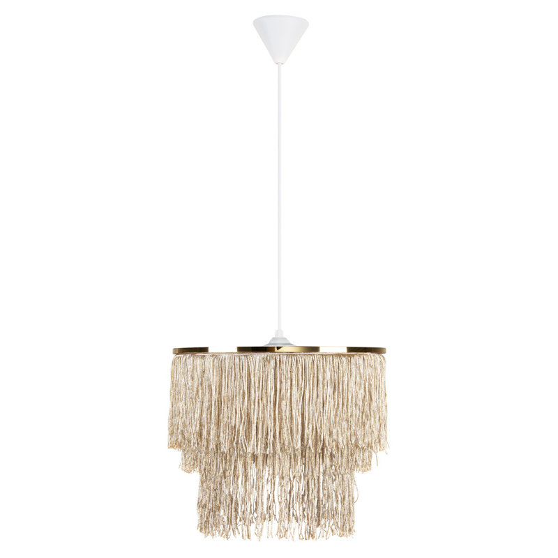 Luminaire suspendu à 1 lumière Bence, H 11,81 po x l 13,78 po x P 13,78 po, Beige, Blanc