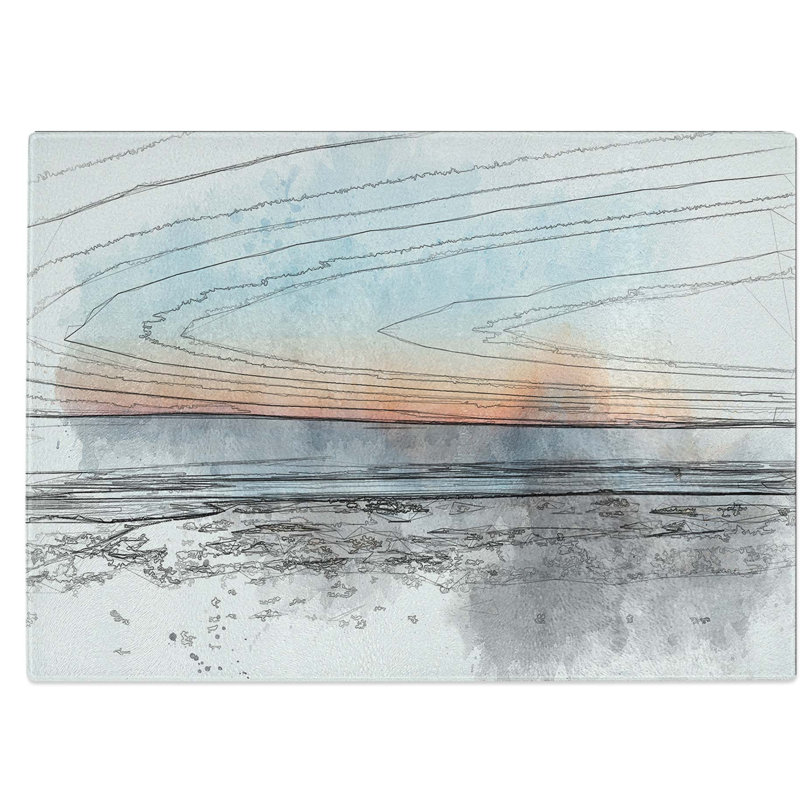 Tempered Glass Skyline of Santa Barbara Chopping Board, 39 cm W x 28.5 cm L