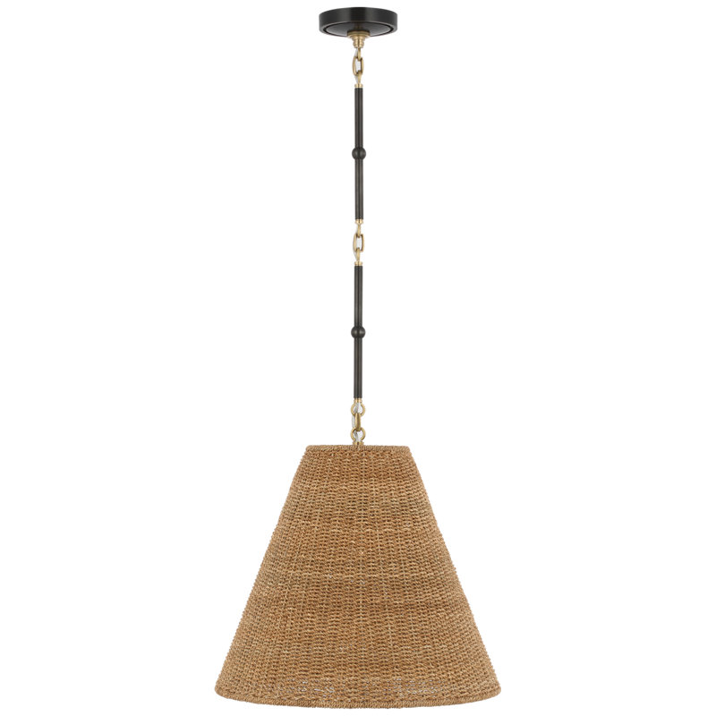 Goodman Pendant by Thomas O'Brien, 12.75" H x 15" W x 15" D, Toast, Bronze/Hand Rubbed Antique Brass