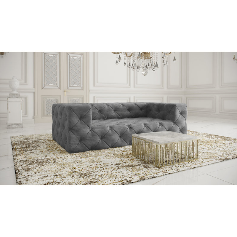 Renae 3 Seater Velvet Sofa, Grey