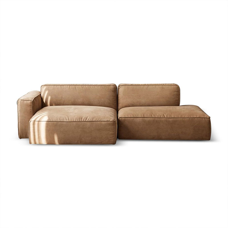 2 - Piece Upholstered Sectional, Left Hand Facing, Orange Polyester