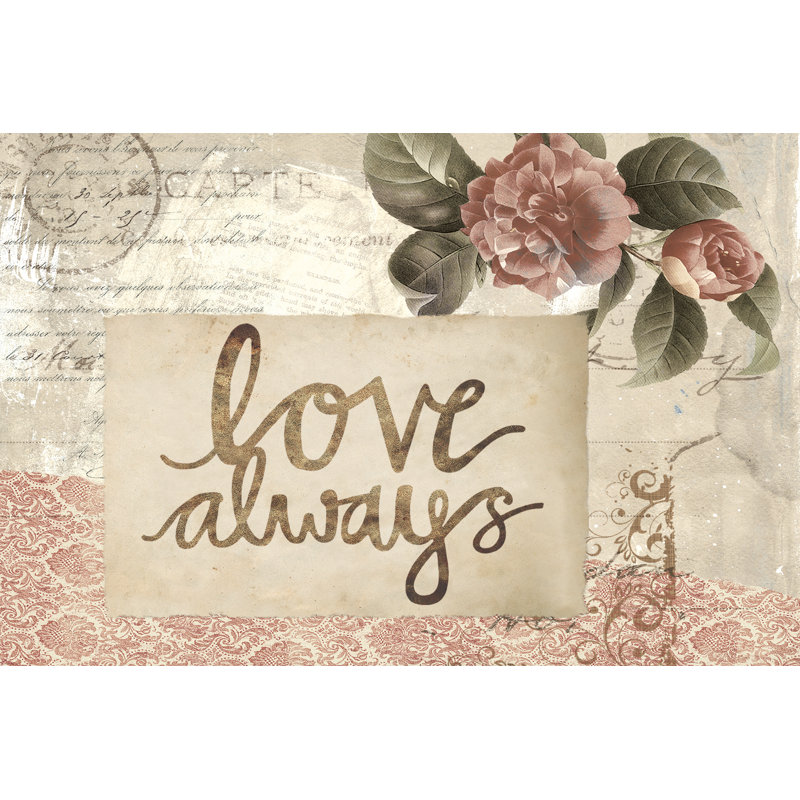 Vintage Love Always - Wrapped Canvas Print, 61cm H x 91cm W x 3.8cm D