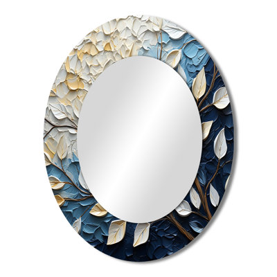 Leaf And Flower Charm In Winter II - Tropical Oval Wall Mirror