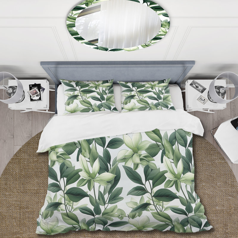 Literie à motif tropical de plantes vertes, Housse de couette pour très grand lit et 2 très