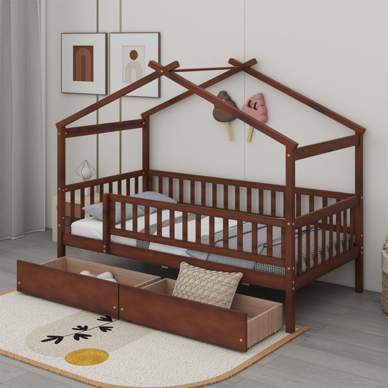 Aswin Canopy Storage Bed, Walnut