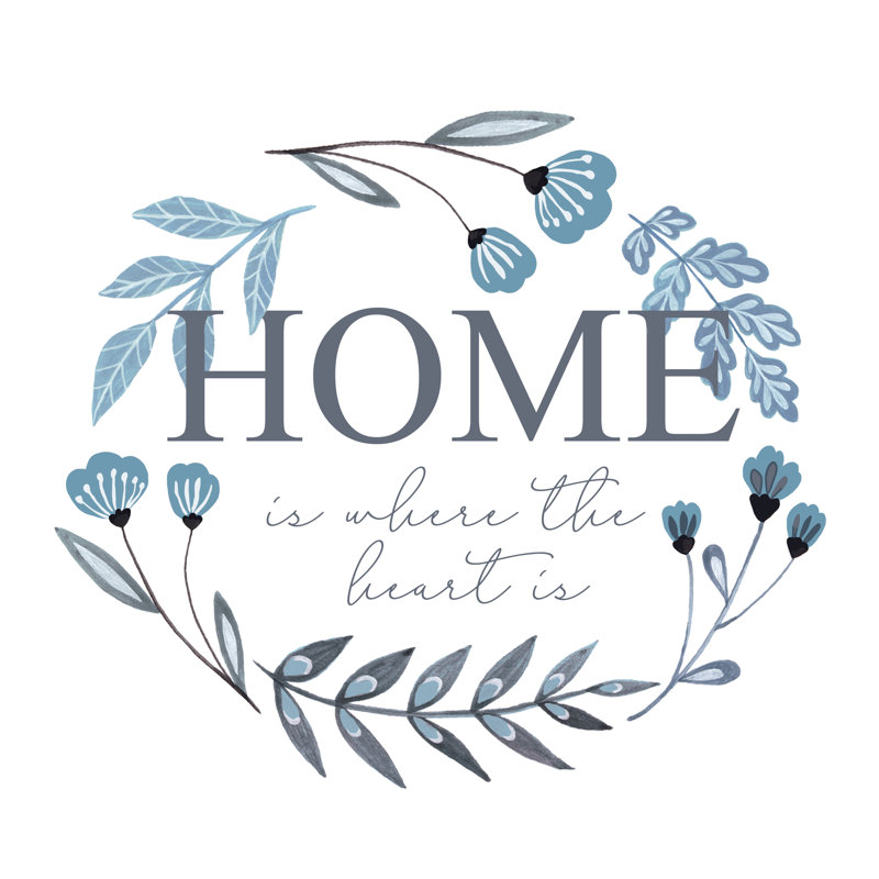 Home Is Where The Heart Is - reproduction d'art textuel sur toile tendue, H 12 po x l 12 po