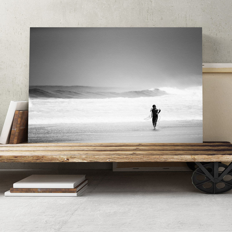 Surfer Surfboard Surfing Seascape Photographic - Wrapped Canvas, 50cm H x 76cm W